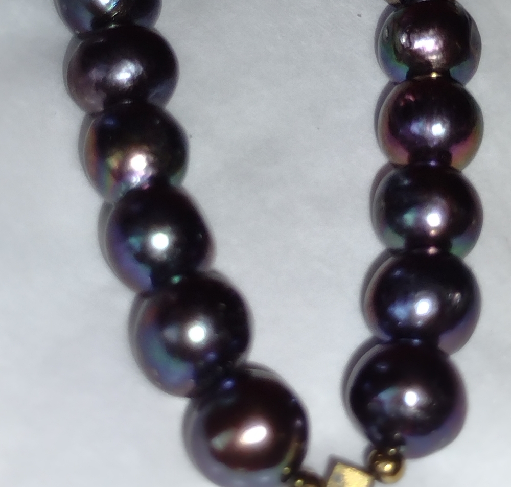 Peacock Tahitian Gorgeous Irregular Pearl Choker & - Picture 3 of 10